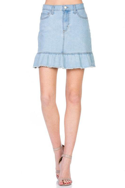 High Waisted A-line Ruffle Hem Denim Skirt - Shop Style & More | Fresh Looks, Everyday Deals & Free Shipping