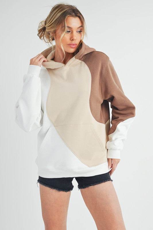 Aemi + Co Color Block Hoodie with Kangaroo Pocket - Shop Style & More | Fresh Looks, Everyday Deals & Free Shipping