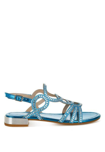 Jisters Cut Out Detail Rhinestone Flat Sandals - Shop Style & More | Fresh Looks, Everyday Deals & Free Shipping