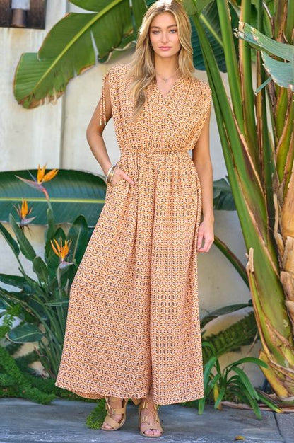 Printed V-Neck Sleeveless Jumpsuit - Shop Style & More | Fresh Looks, Everyday Deals & Free Shipping