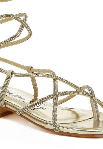 Babbity Rhinestone Embellished Lace-Up Sandals - Shop Style & More | Fresh Looks, Everyday Deals & Free Shipping