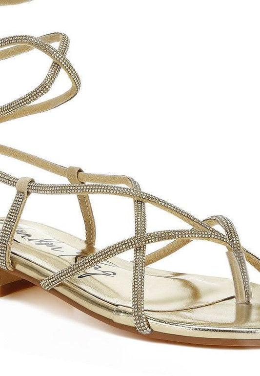 Babbity Rhinestone Embellished Lace-Up Sandals - Shop Style & More | Fresh Looks, Everyday Deals & Free Shipping