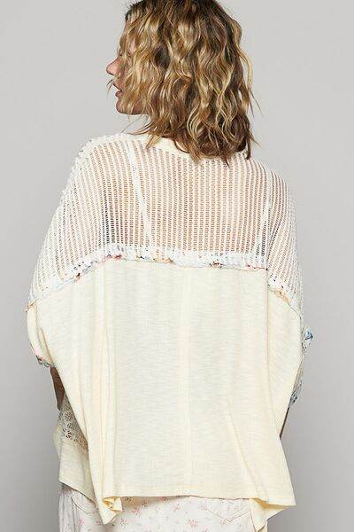 POL Hollow Out Floral Half Sleeve Knit Top - Shop Style & More | Fresh Looks, Everyday Deals & Free Shipping