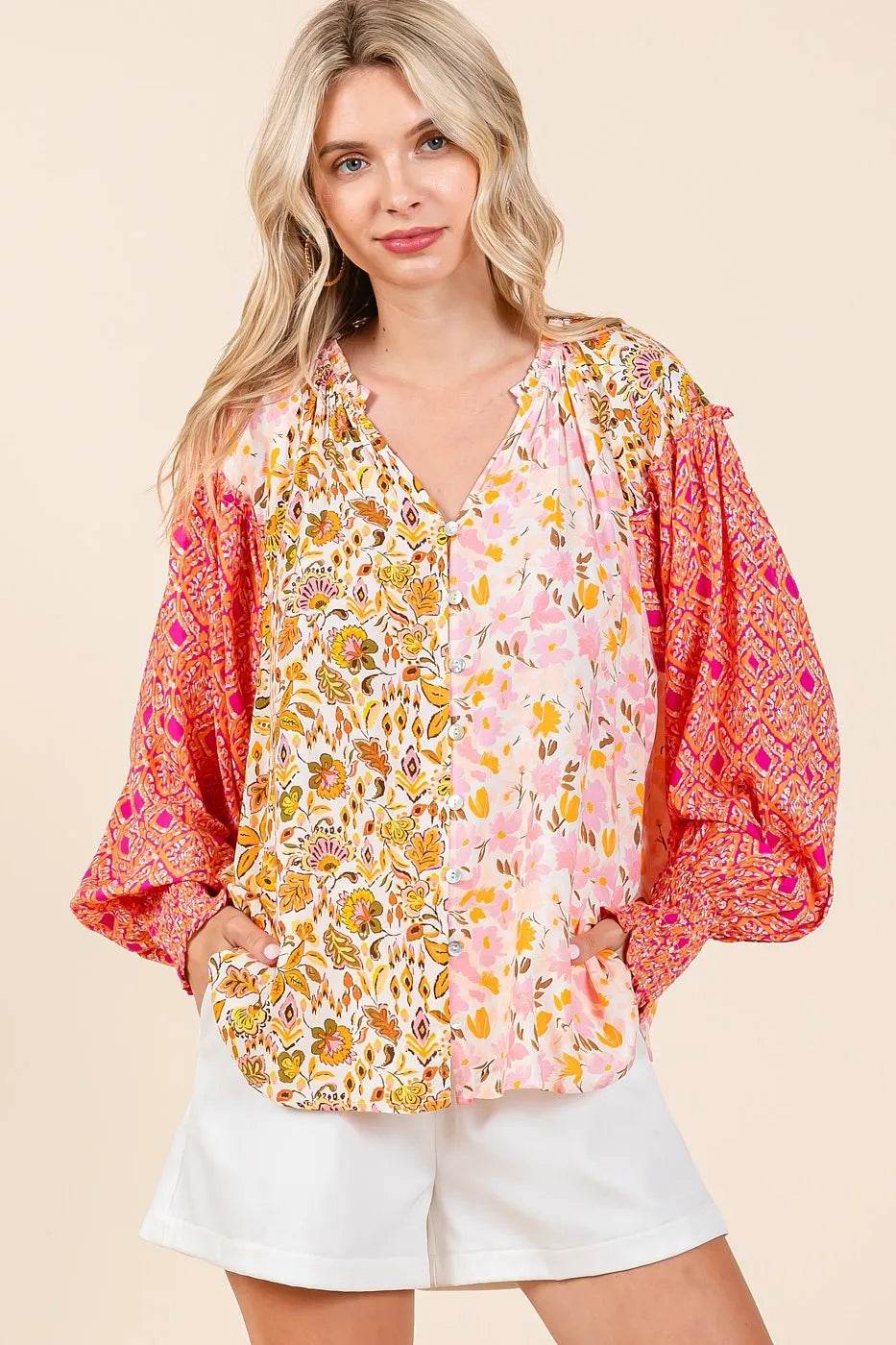 Mittoshop Mixed Patchwork Print Long Sleeve Blouse - Shop Style & More | Fresh Looks, Everyday Deals & Free Shipping