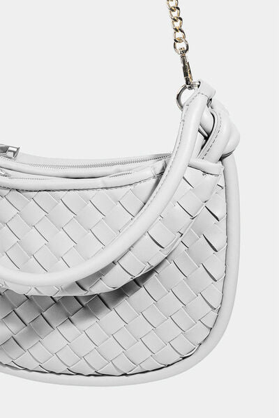 Fame PU Leather Basket Weave Half Moon Bag Bags