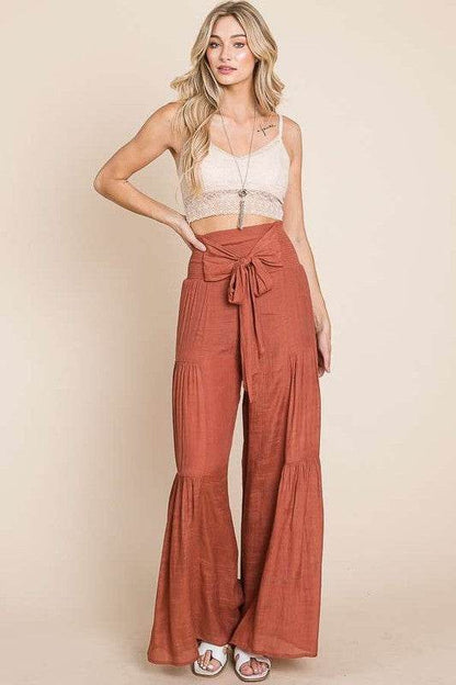 Tie front ruched waist back pants - Shop Style & More | Fresh Looks, Everyday Deals & Free Shipping