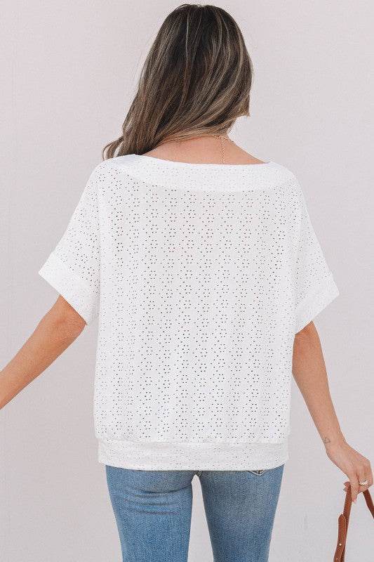 Faye Eyelet Pattern Casual Top - Shop Style & More | Fresh Looks, Everyday Deals & Free Shipping