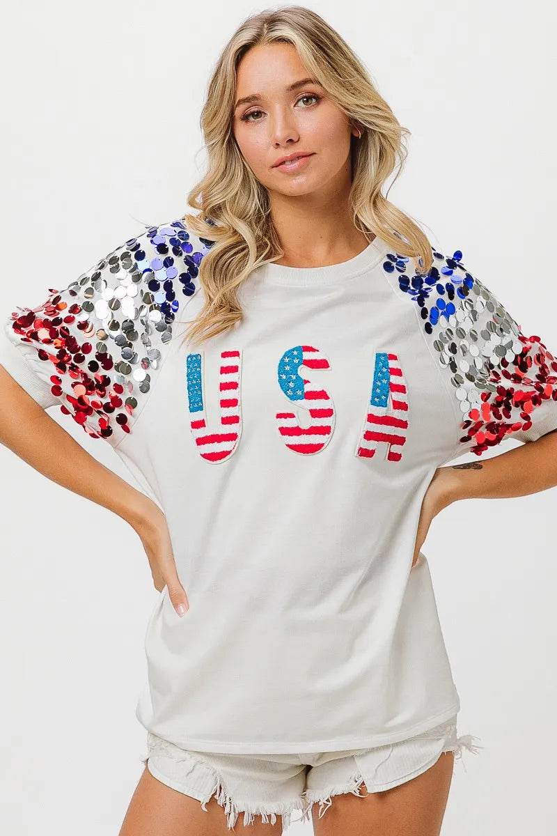 BiBi American Flag Theme Sequin Top - Shop Style & More | Fresh Looks, Everyday Deals & Free Shipping