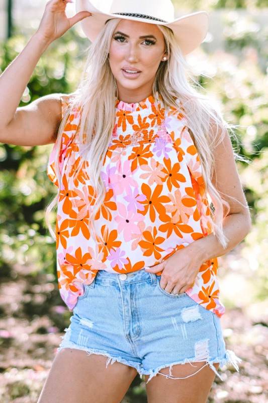 Alison Ruffled Sleeve Smocked Floral Top - Shop Style & More | Fresh Looks, Everyday Deals & Free Shipping