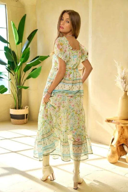 Davi & Dani Spring Floral Border Print Ruffled Textured Top - Shop Style & More | Fresh Looks, Everyday Deals & Free Shipping