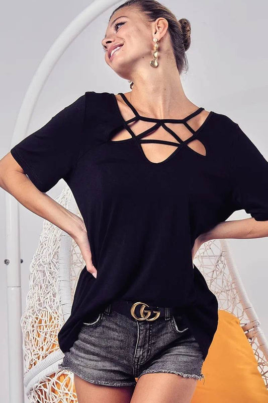 BiBi Silky Knit Top with Front Details - Shop Style & More | Fresh Looks, Everyday Deals & Free Shipping
