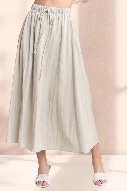ADORA Drawstring Waist Crinkle Maxi Skirt - Shop Style & More | Fresh Looks, Everyday Deals & Free Shipping