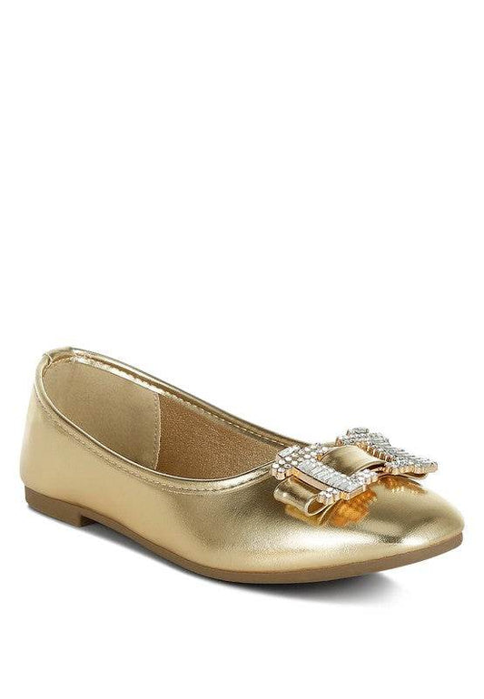 Navik Rhinestone Buckle Metallic Ballerinas - Shop Style & More | Fresh Looks, Everyday Deals & Free Shipping
