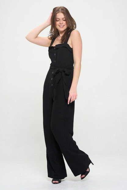 PLUS SLEEVELESS ADJUSTABLE STRAP BUTTON JUMPSUIT - Shop Style & More | Fresh Looks, Everyday Deals & Free Shipping