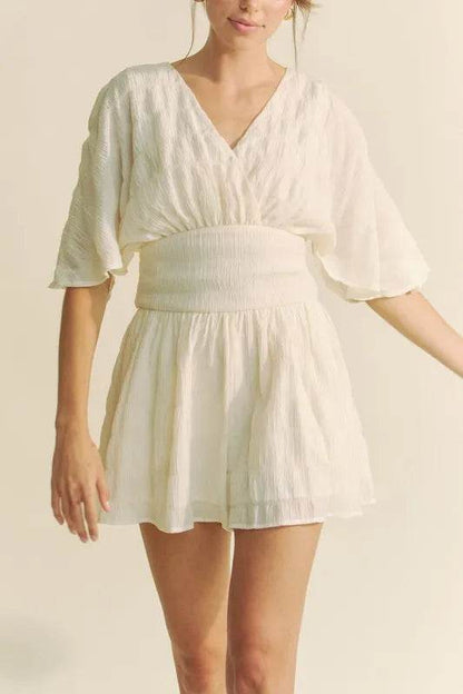 Davi & Dani Batwing Sleeve Waist Belt Romper - Shop Style & More | Fresh Looks, Everyday Deals & Free Shipping