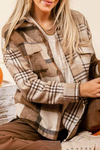 Women Flannel Plaid Double Flap Pocket Jackets - Shop Style & More | Fresh Looks, Everyday Deals & Free Shipping
