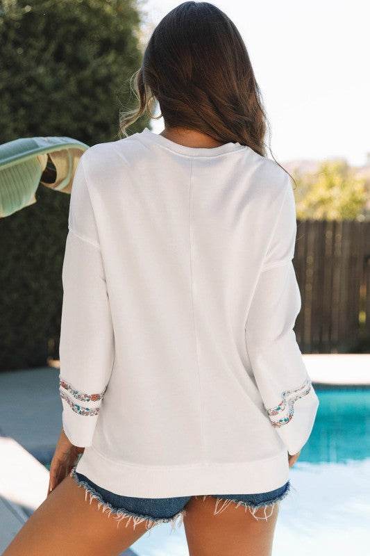 Peace Drop Shoulder Wide Sleeve Casual Top - Shop Style & More | Fresh Looks, Everyday Deals & Free Shipping