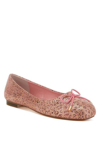 Apollon Bow Detail Foil Print Suede Ballerinas - Shop Style & More | Fresh Looks, Everyday Deals & Free Shipping