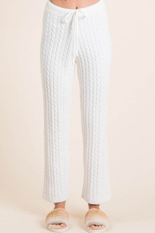 BiBi Cable-Knit High Waist Sweater Pants - Shop Style & More | Fresh Looks, Everyday Deals & Free Shipping