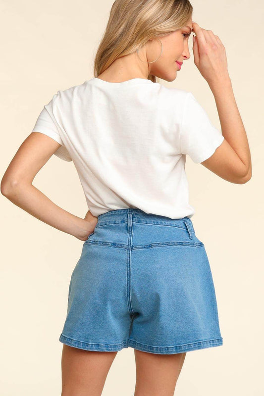 Haptics High Rise Button Fly Washed Denim Shorts - Shop Style & More | Fresh Looks, Everyday Deals & Free Shipping