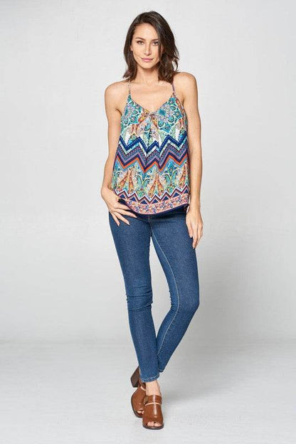 Sleeveless Print V-neck Tank Top - Shop Style & More | Fresh Looks, Everyday Deals & Free Shipping