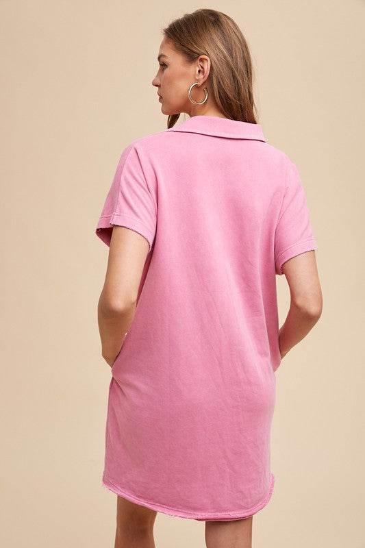Annie Wear Mineral Washed Johnny Collar Short Sleeve Dress - Shop Style & More | Fresh Looks, Everyday Deals & Free Shipping