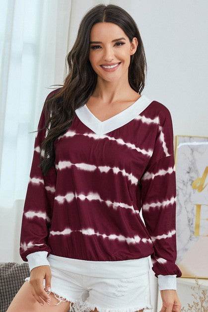 V Neck Striped Long Sleeve Top - Shop Style & More | Fresh Looks, Everyday Deals & Free Shipping