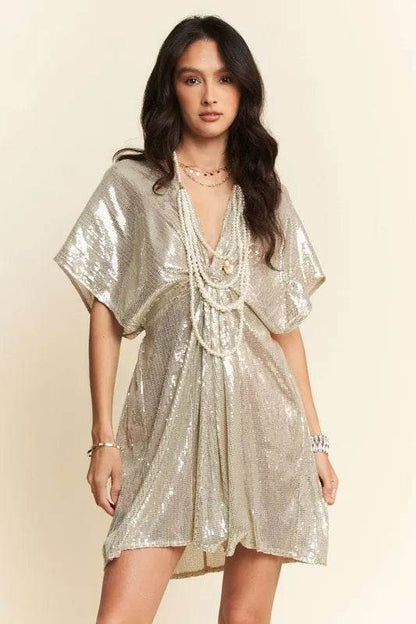 Davi & Dani Sequin Plunge Neck Knot Cut Out Tie Back Party Dress - Shop Style & More | Fresh Looks, Everyday Deals & Free Shipping