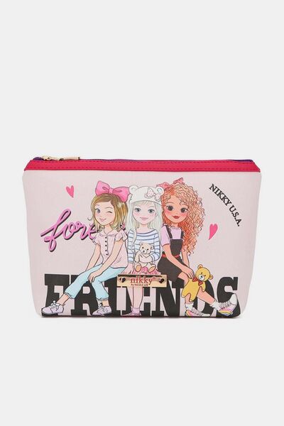 Nicole Lee USA Printed Large Cosmetic Pouch Best Friends One Size Bags