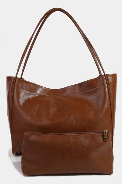 Fame Faux Leather Tote Bag Brown One Size Bags