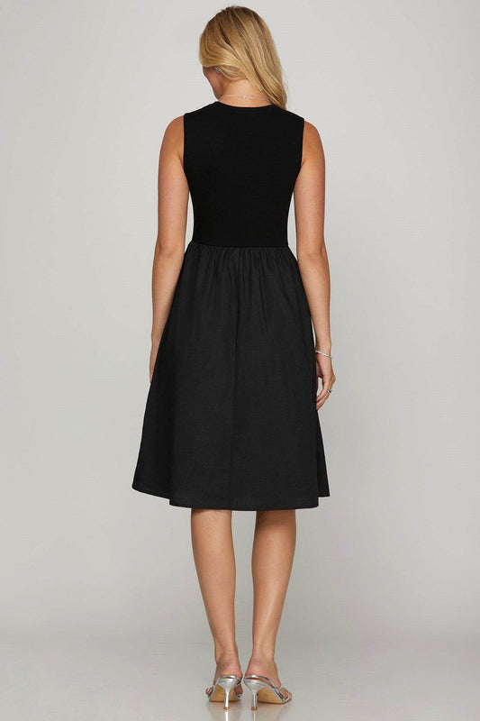 She + Sky Full Size Sleeveless Poplin Woven Midi Dress with Pockets Plus Size - Shop Style & More | Fresh Looks, Everyday Deals & Free Shipping