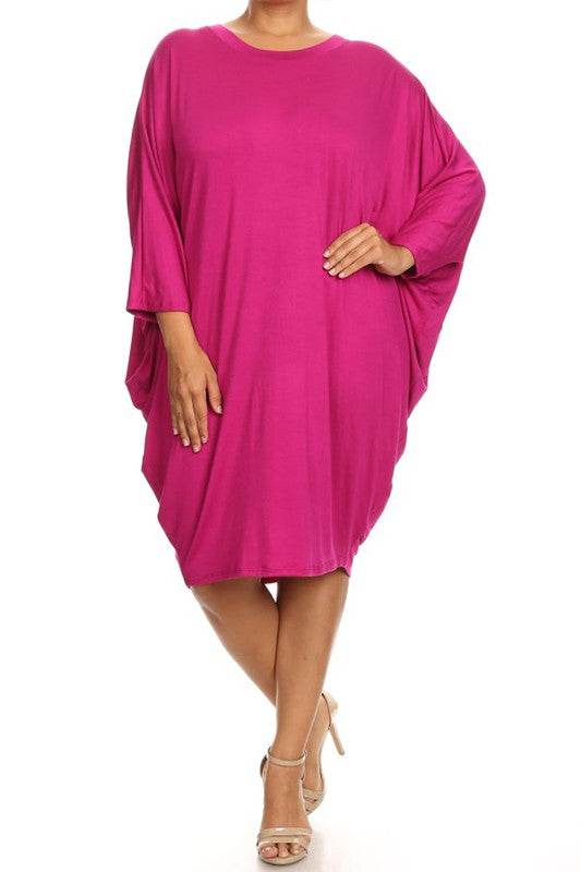 Solid 3/4 sleeve short midi dress - Shop Style & More | Fresh Looks, Everyday Deals & Free Shipping