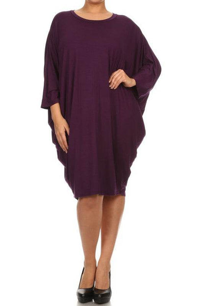 Solid 3/4 sleeve short midi dress - Shop Style & More | Fresh Looks, Everyday Deals & Free Shipping
