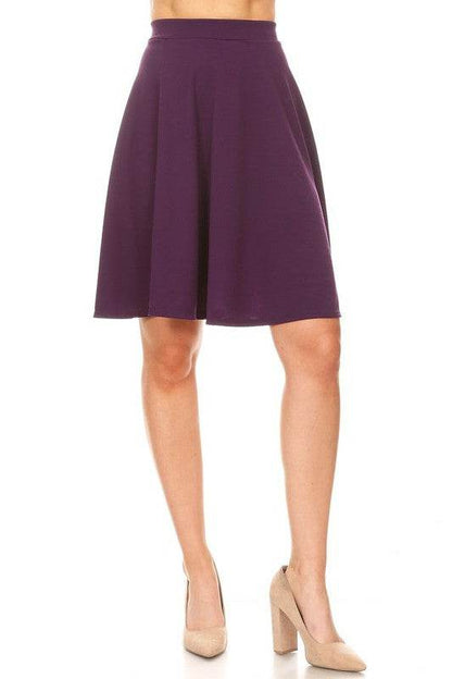 Solid high waisted A-line knee length skirt - Shop Style & More | Fresh Looks, Everyday Deals & Free Shipping