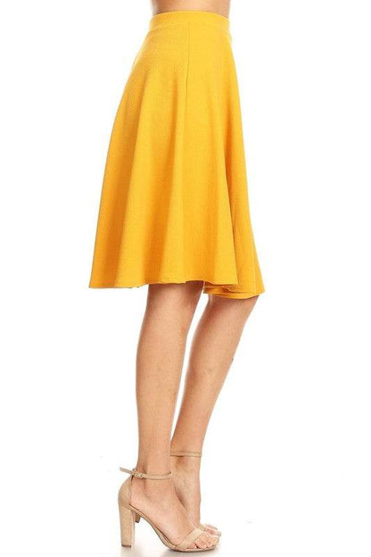 Solid high waisted A-line knee length skirt - Shop Style & More | Fresh Looks, Everyday Deals & Free Shipping