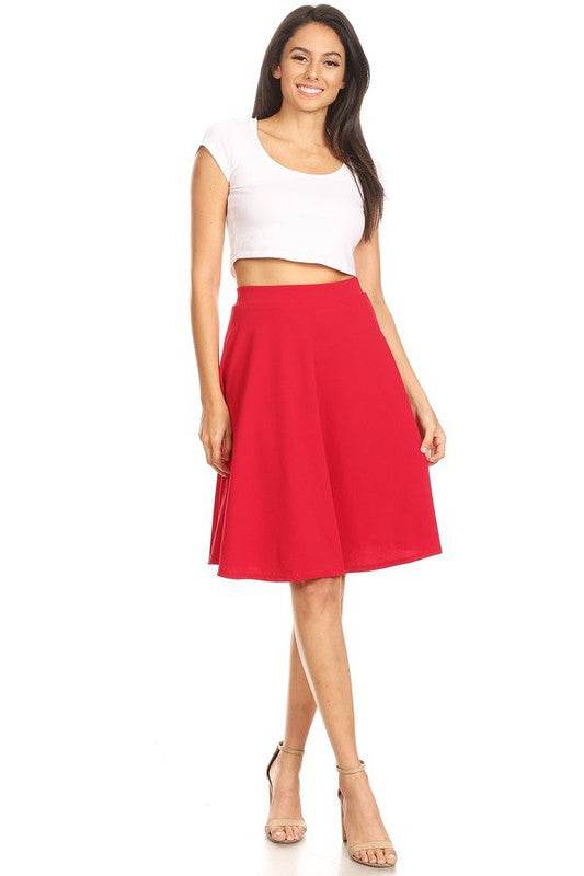 Solid high waisted A-line knee length skirt - Shop Style & More | Fresh Looks, Everyday Deals & Free Shipping