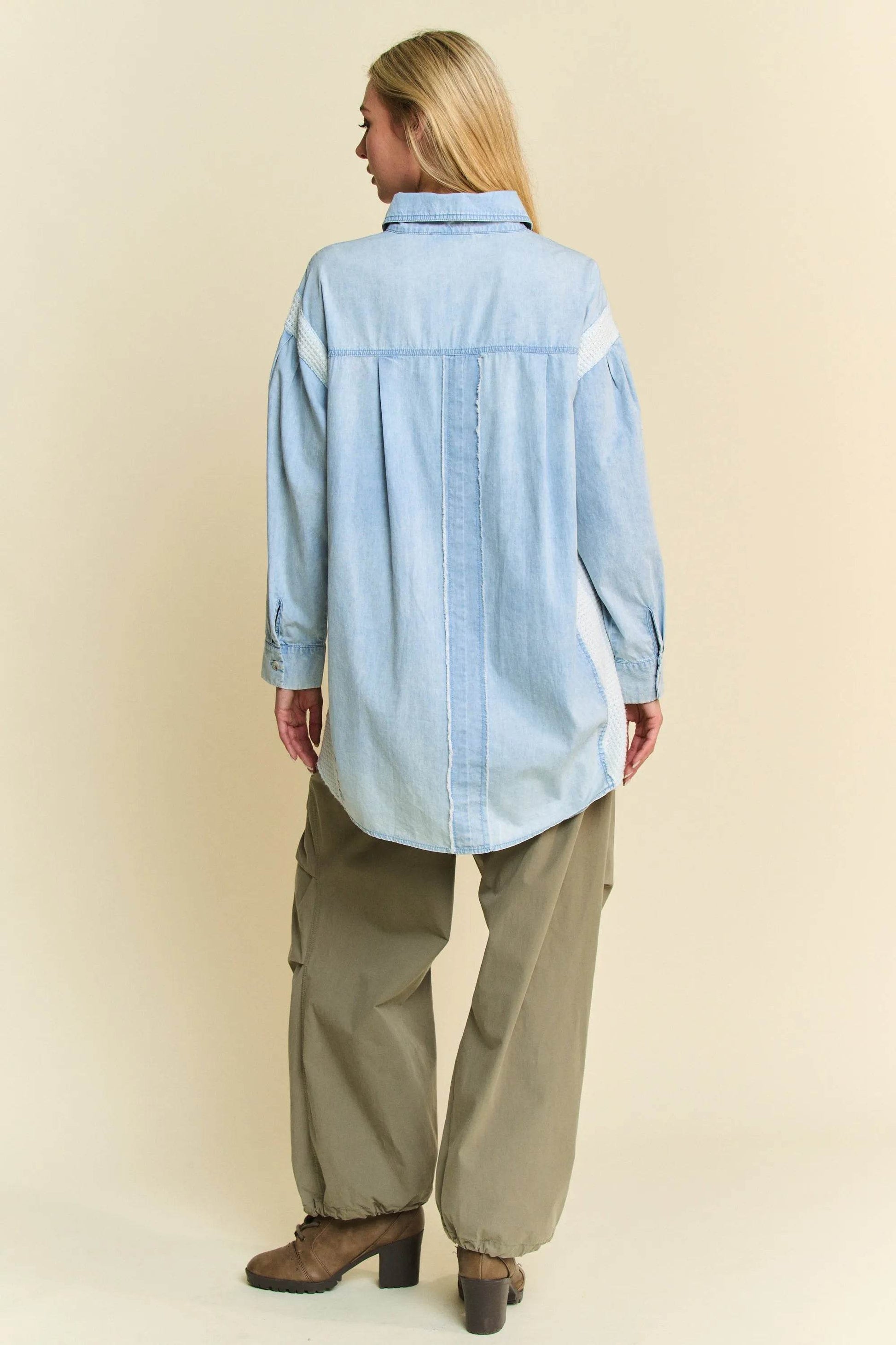 Davi & Dani Lightweight Washed Daisy Patch Waffle Knit Shirt - Shop Style & More | Fresh Looks, Everyday Deals & Free Shipping