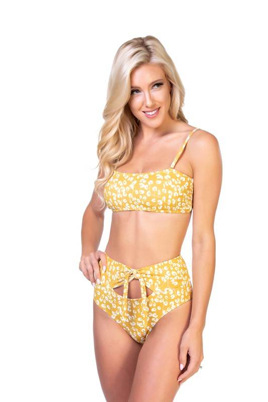 YELLOW FLORAL BANDEAU BIKINI SET - Shop Style & More | Fresh Looks, Everyday Deals & Free Shipping