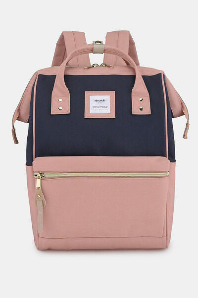 Himawari Waterproof Canvas Backpack Bag with Side Pockets B-Pink Navy One Size Bags