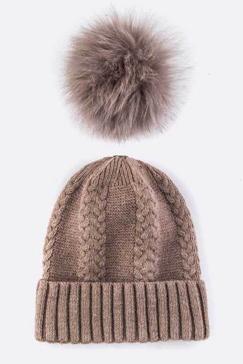 EMMEZ Raccoon Fur PomPom Cashmere Beanie - Shop Style & More | Fresh Looks, Everyday Deals & Free Shipping
