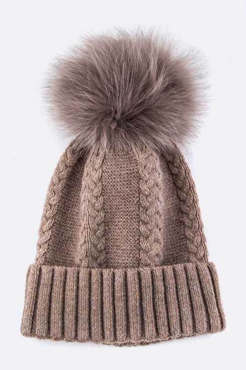 EMMEZ Raccoon Fur PomPom Cashmere Beanie - Shop Style & More | Fresh Looks, Everyday Deals & Free Shipping