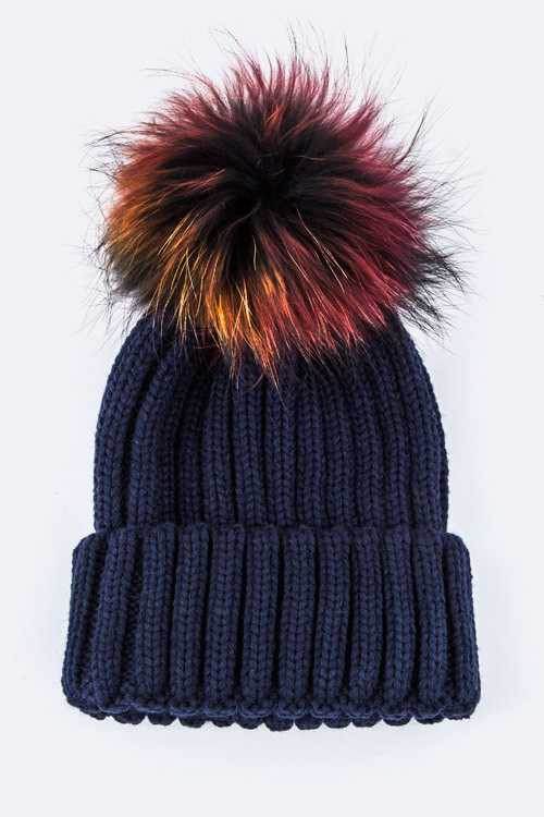 Mix Color EMMEZ Large Fur Pom Beanie - Shop Style & More | Fresh Looks, Everyday Deals & Free Shipping