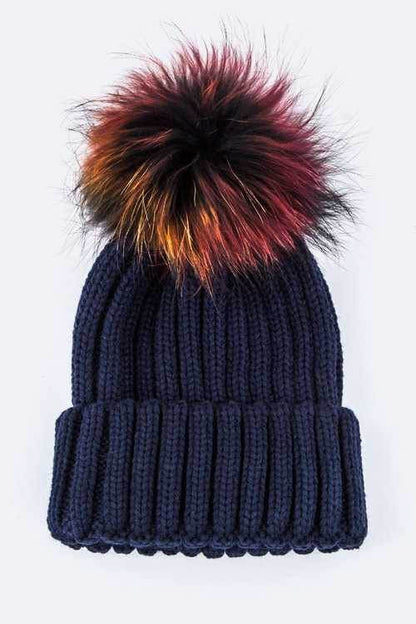 Mix Color EMMEZ Large Fur Pom Beanie - Shop Style & More | Fresh Looks, Everyday Deals & Free Shipping