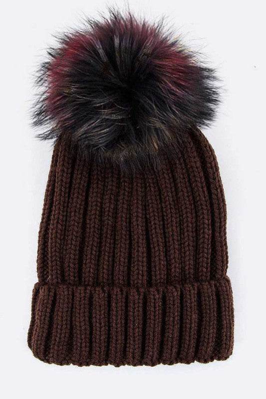 Mix Color EMMEZ Large Fur Pom Beanie - Shop Style & More | Fresh Looks, Everyday Deals & Free Shipping