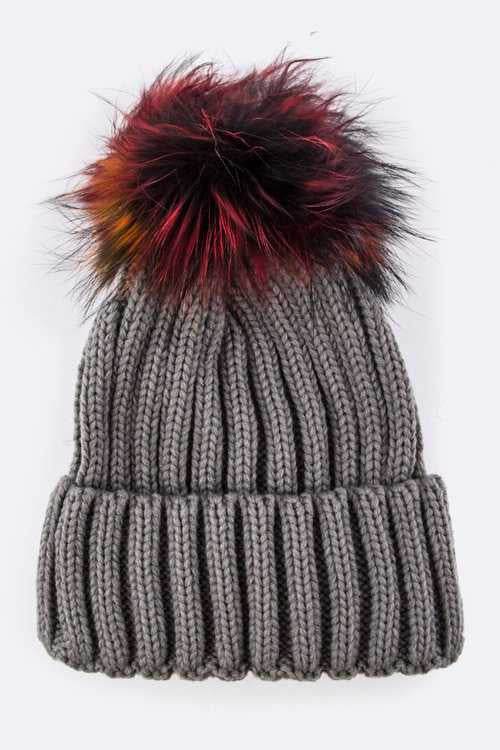 Mix Color EMMEZ Large Fur Pom Beanie - Shop Style & More | Fresh Looks, Everyday Deals & Free Shipping