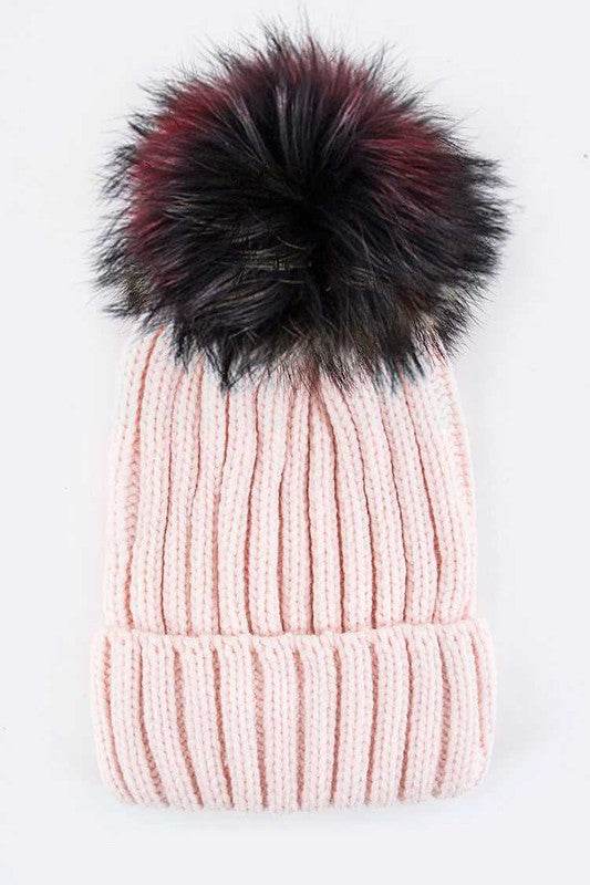 Mix Color EMMEZ Large Fur Pom Beanie - Shop Style & More | Fresh Looks, Everyday Deals & Free Shipping