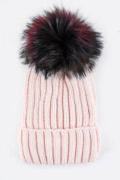 Mix Color EMMEZ Large Fur Pom Beanie - Shop Style & More | Fresh Looks, Everyday Deals & Free Shipping