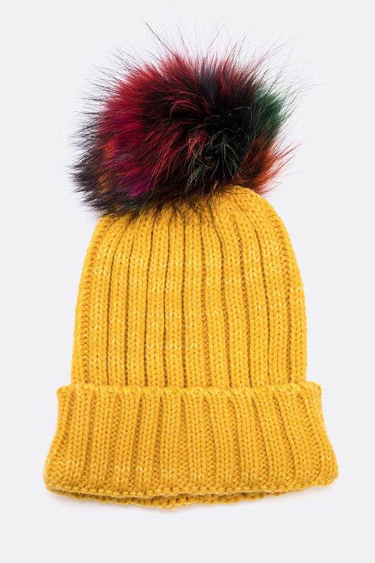 Mix Color EMMEZ Large Fur Pom Beanie - Shop Style & More | Fresh Looks, Everyday Deals & Free Shipping