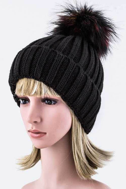 Mix Color EMMEZ Large Fur Pom Beanie - Shop Style & More | Fresh Looks, Everyday Deals & Free Shipping