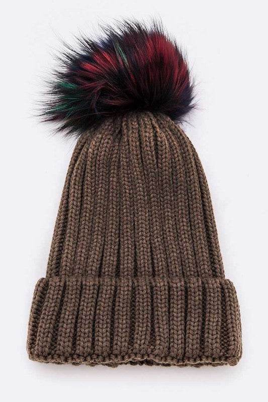 Mix Color EMMEZ Large Fur Pom Beanie - Shop Style & More | Fresh Looks, Everyday Deals & Free Shipping